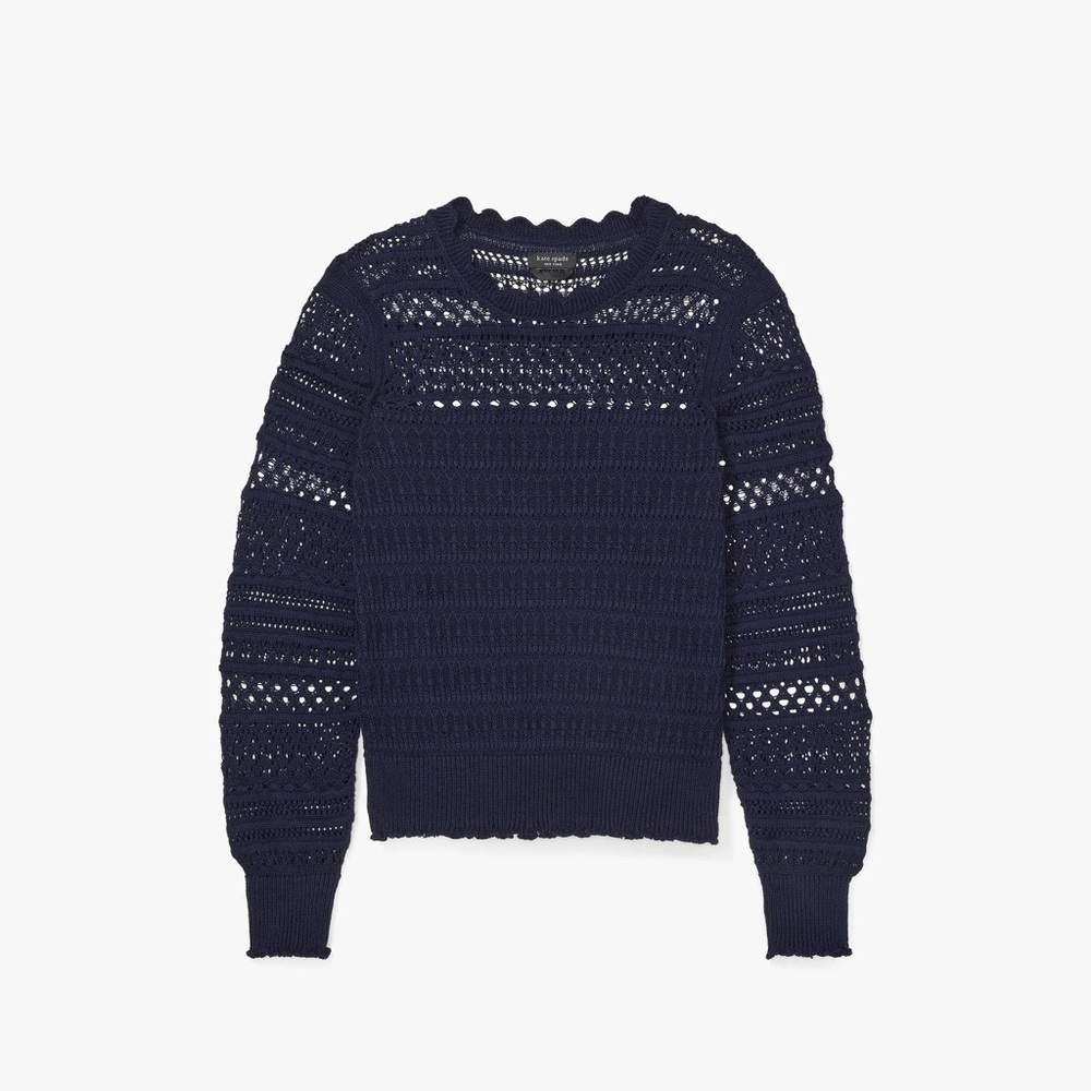 Kate Spade Sweater Women’s Medium Scallop Lace Sweater Navy Blue